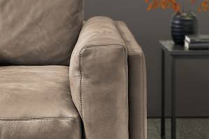 Big Sofa RAINA Taupe - Breite: 254 cm - Echtleder - Textil