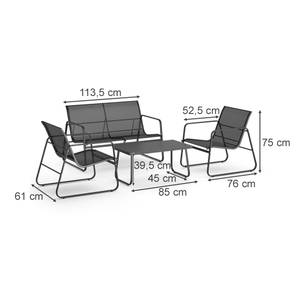 lot de 4 sièges anthracite Gris - Métal - 113 x 75 x 76 cm