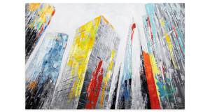 Acrylbild handgemalt City of Giants Grau - Massivholz - Textil - Holz teilmassiv - 120 x 80 x 4 cm