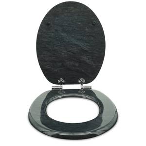 Premium Wc Sitz - Granit Schwarz - Holzwerkstoff - 38 x 5 x 44 cm