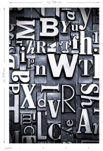 papier peint panoramique typographies Gris - Fibres naturelles - Textile - 186 x 279 x 279 cm