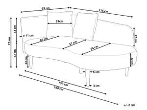 Chaiselongue CHAUMONT Beige - Eiche Dunkel - Taupe - Armlehne davorstehend rechts - Ecke davorstehend links