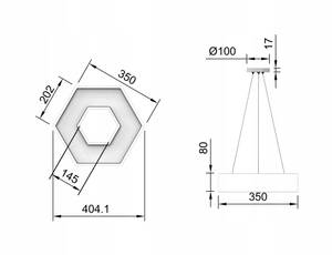 HEX Office Pendelleuchte, Büroleuchte Schwarz - Metall - 40 x 140 x 35 cm