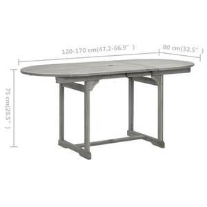 Table de jardin 3012961 Gris - Bois massif - Bois/Imitation - 170 x 75 x 170 cm