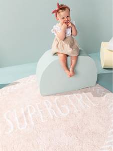 Waschbarer Kinderteppich Pink - Naturfaser - 100 x 1 x 100 cm