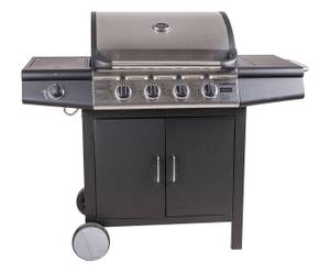 Gasgrill 4 Brenner +1 aus Edelstahl Schwarz - Metall - 56 x 106 x 136 cm