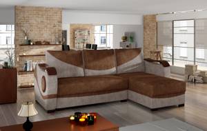 Ecksofa PUER Beige - Braun - Ecke davorstehend rechts