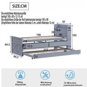 Ausziehbett LadeZoom Ⅰ Grau