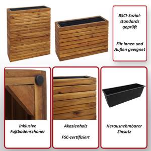 2er-Set Pflanzkasten L21 Braun - Holzart/Dekor - Holz teilmassiv - 63 x 77 x 23 cm