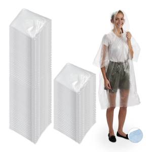 100 x Regenponcho transparent Kunststoff - 120 x 122 x 1 cm