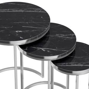 Set de 3 tables d'appoint Bornholm Imitation marbre noir