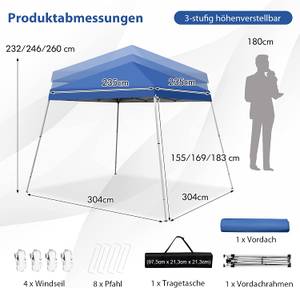 3x3m Faltpavillon, Pop Up Gartenpavillon Blau