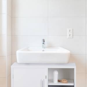 Dessous de Lavabo 1 Porte 3 Étagères WC Argenté - Blanc