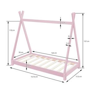 Kinderbett mit Lattenrost 70x140cm Rosa Rosé