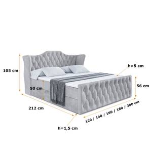 Boxspringbett VILA-Z Grau - Breite: 140 cm - H3