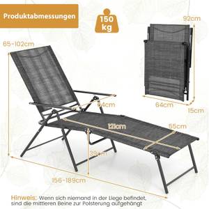 Sonnenliege ZB33519SD-4DE (2er Set) Grau - Metall - 64 x 102 x 189 cm