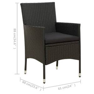 Garten-Essgruppe (3-tlg) 3094849 Schwarz - Kunststoff - Polyrattan - 90 x 75 x 90 cm