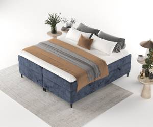 Premium Boxspringbett Theo Marineblau - Breite: 202 cm