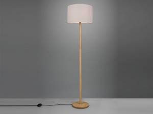 Große Stehlampe dimmbar Stoff Weiß Holz Braun - Weiß - Massivholz - Textil - 40 x 162 x 40 cm
