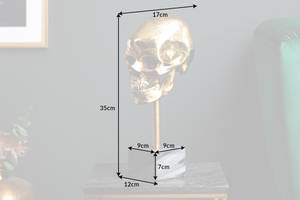 Skulptur SKULL Gold - Grau - Metall - Stein - 12 x 35 x 17 cm