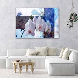 Wandbild Orchidee Abstrakt Natur Blau 120 x 80 cm