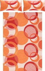 Bettwäsche 206703 2-teilig Ecru - Orange - Rot - 200 x 200 cm