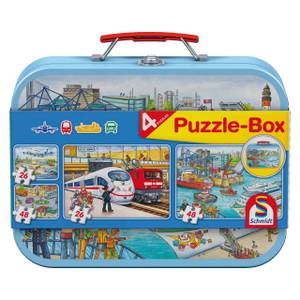 Puzzle Fahrzeuge 2x26  Metallbox Papier - 21 x 7 x 28 cm