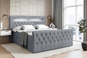 Boxspringbett AURORA Hellgrau - Breite: 160 cm - H3