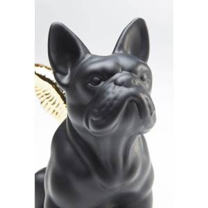 Deko Figur Sitting Angel Dog Schwarz - Keramik - Stein - 12 x 22 x 21 cm