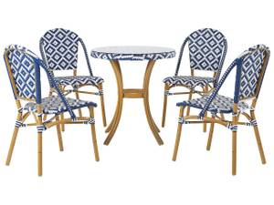 Gartenset RIFREDDO 5-tlg Beige - Blau - Weiß - Polyrattan - 70 x 88 x 70 cm