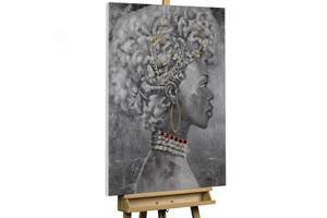 Acrylbild handgemalt Anmutige Schönheit Grau - Massivholz - Textil - 70 x 100 x 4 cm