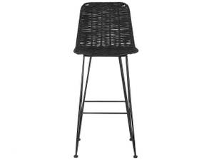 Barhocker CASSITA 2er Set Schwarz - Rattan - 43 x 103 x 47 cm