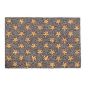 Paillasson coco avec motif étoiles Marron - Jaune - Fibres naturelles - Matière plastique - 60 x 2 x 40 cm