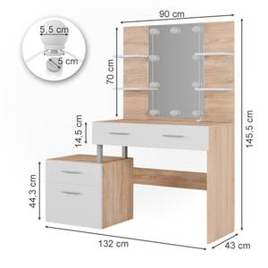 Schminktisch Maria 40039 Weiß - Holzwerkstoff - 132 x 145 x 43 cm