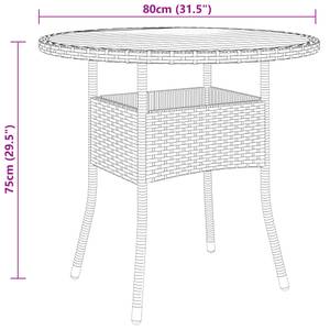 Gartentisch Schwarz - Polyrattan - Holzart/Dekor - 80 x 75 x 80 cm