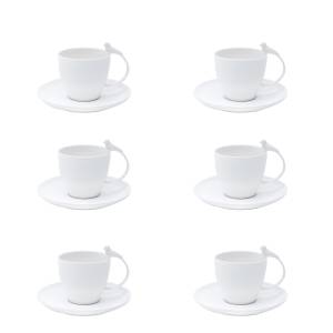 Tasses et soucoupes White bird (12pcs) Blanc - Porcelaine - 9 x 7 x 9 cm