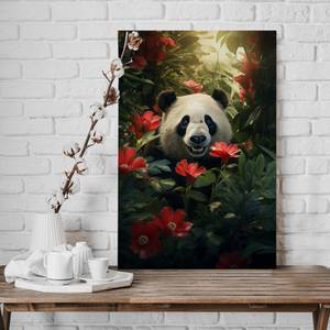 Leinwandbild Panda Flowers 70 x 105 cm