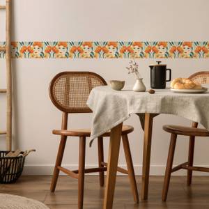 Bande Décorative VISAGES Fleurs Feuilles Beige - Vert - Orange - Papier - Textile - 10 x 300 x 300 cm