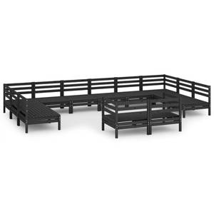 Garten-Lounge-Set Schwarz - Massivholz - Holzart/Dekor - 64 x 63 x 64 cm