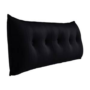 Grand coussin de lit décoratif, velours Noir - Largeur : 160 cm