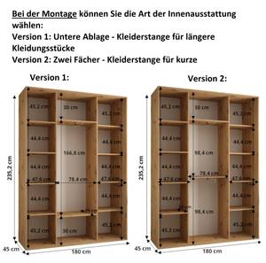 SCHWEBETÜRENSCHRANK LANKO 1 Schwarz - Weiß - 180 x 45 cm - 3 Türen