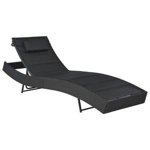 Sonnenliege 296767 Schwarz - Kunststoff - Polyrattan - 70 x 92 x 213 cm