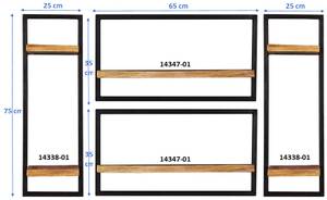 SIDNEY Wandregal-Set, 4-teilig IX Schwarz - Braun - Metall - Massivholz - Holzart/Dekor - 125 x 75 x 25 cm