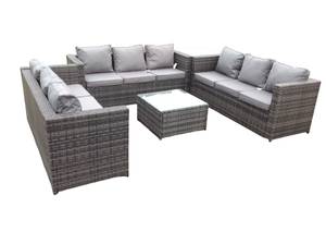 Rattan Sofa 9 Sitzer Gartenmöbel Set Grau - Polyrattan - Stein - 65 x 66 x 177 cm