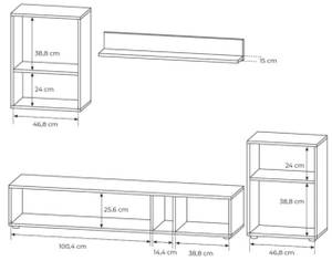 Wohnwand HALO 4-teilig Weiß - Holzwerkstoff - 210 x 70 x 36 cm