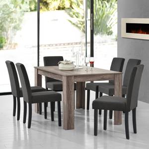 Set de Table à 6 Chaises Kramfors Marron - Bois manufacturé - 90 x 77 x 140 cm