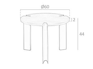 Table d'angle 2117 60 x 44 x 60 cm