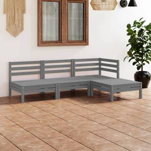 Garten-Lounge-Set (4-teilig) 3010500 Grau - Massivholz - Holzart/Dekor - 64 x 29 x 64 cm