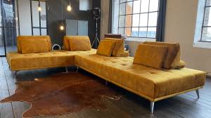 Ecksofa WIOLO Modulsofa Velvet Gold - Textil - 350 x 80 x 240 cm