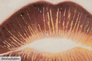 Acrylbild handgemalt Sensual Lips Beige - Massivholz - Textil - 60 x 60 x 4 cm
